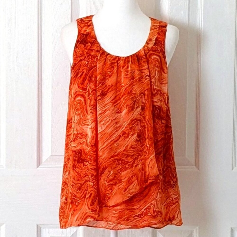 MICHAEL KORS Women's Sleeveless Blouse Top  Size S  Orange Swirl NWOT